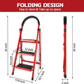 Portable steel folding 3/4-step ladder with anti-slip steps, ideal for kitchen tools and gadgets, by DailySale.