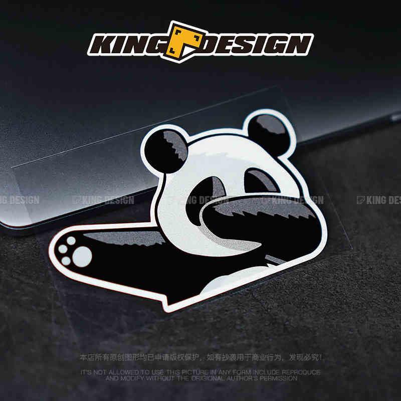 Decor panda swag sticker by Bean's Moto Booth featuring a cute panda design for decorating laptops, notebooks, or accessories.