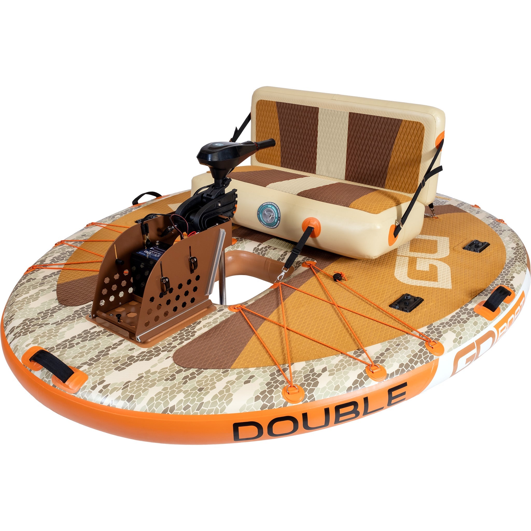 GoBoat Double Fish watercraft with two fish-shaped seats, featuring sleek design and sturdy construction for aquatic adventures.