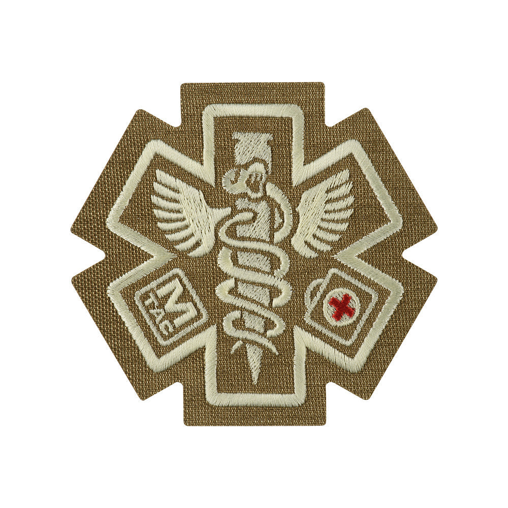 M-TAC Paramedic embroidered patch featuring a medical cross design on a durable fabric background.