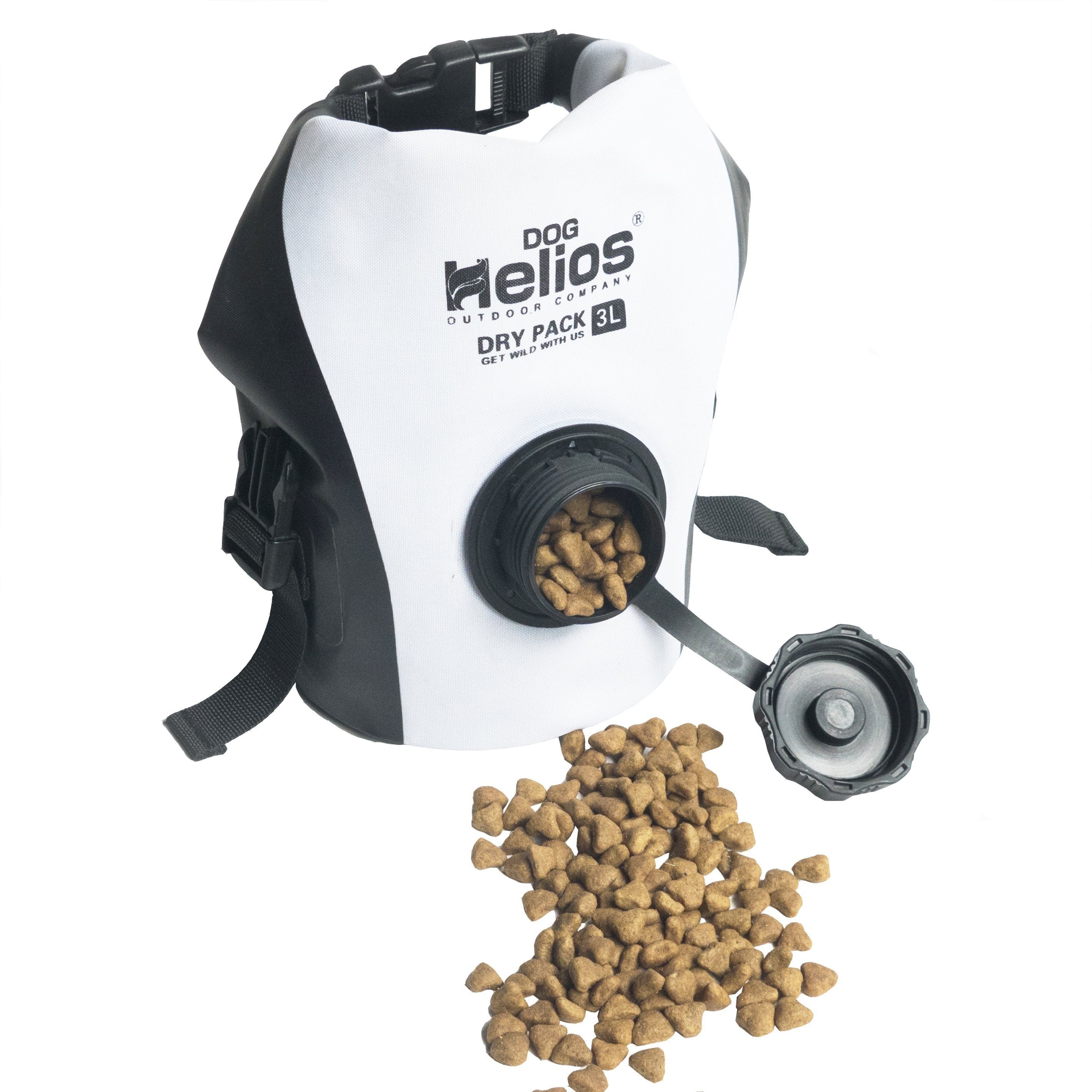 Pet Life Dog Helios 'Grazer' waterproof outdoor travel dry food dispenser bag with adjustable strap and compact design.