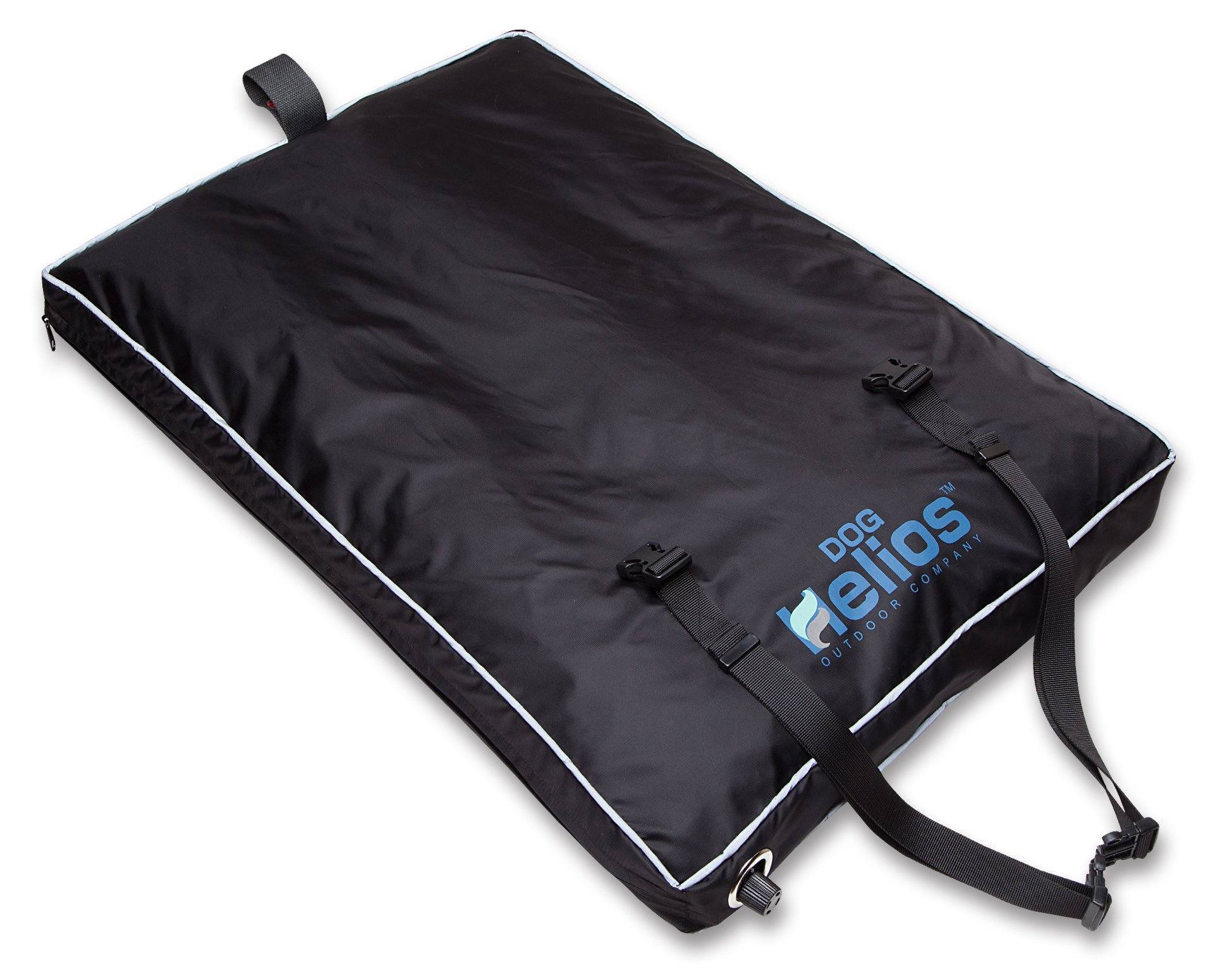 Pet Life Dog Helios Aero-Inflatable waterproof foldable dog bed for camping and travel, shown in a sporty outdoor setting.