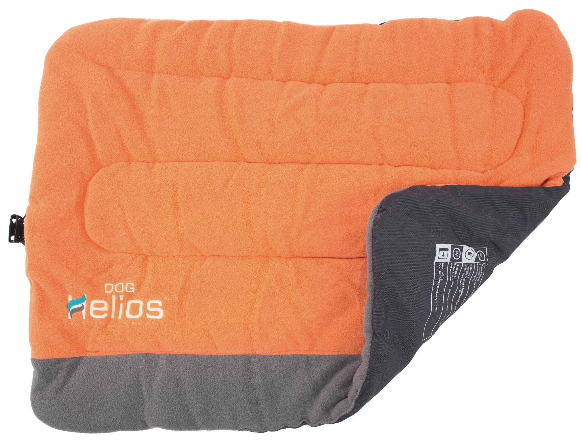 Reversible Pet Life Dog Helios Combat-Terrain camping bed with nylon and fleece, suitable for travel and outdoor use.