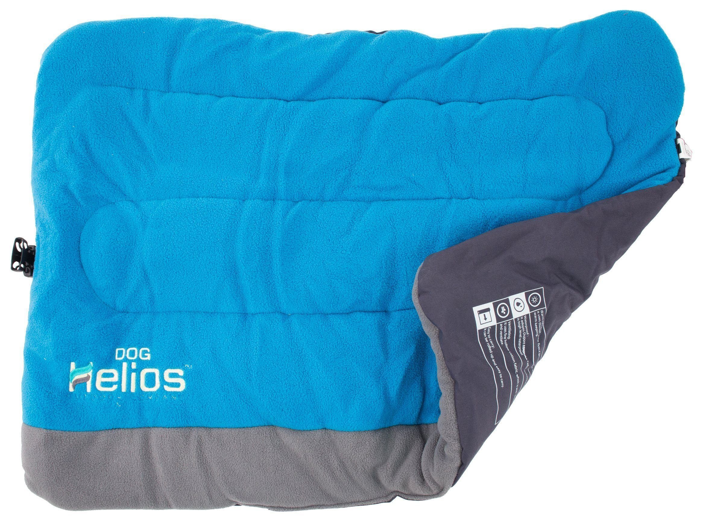 Pet Life Dog Helios Combat-Terrain reversible nylon and fleece travel camping dog bed with foldable design, suitable for outdoor use.