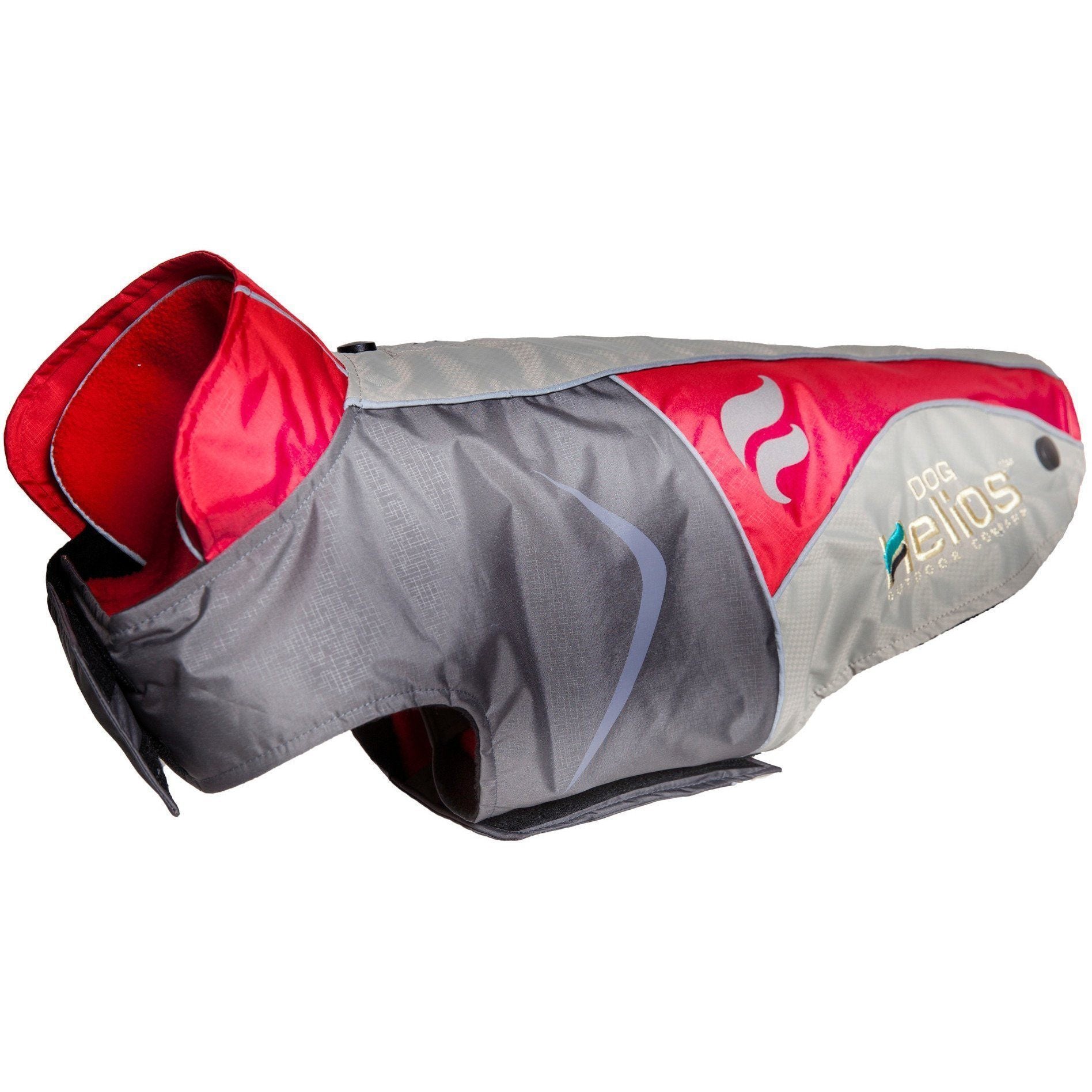 Pet Life Dog Helios Lotus-Rusher 2-in-1 waterproof convertible dog jacket with blackshark technology, featuring layered design and adjustable fit.