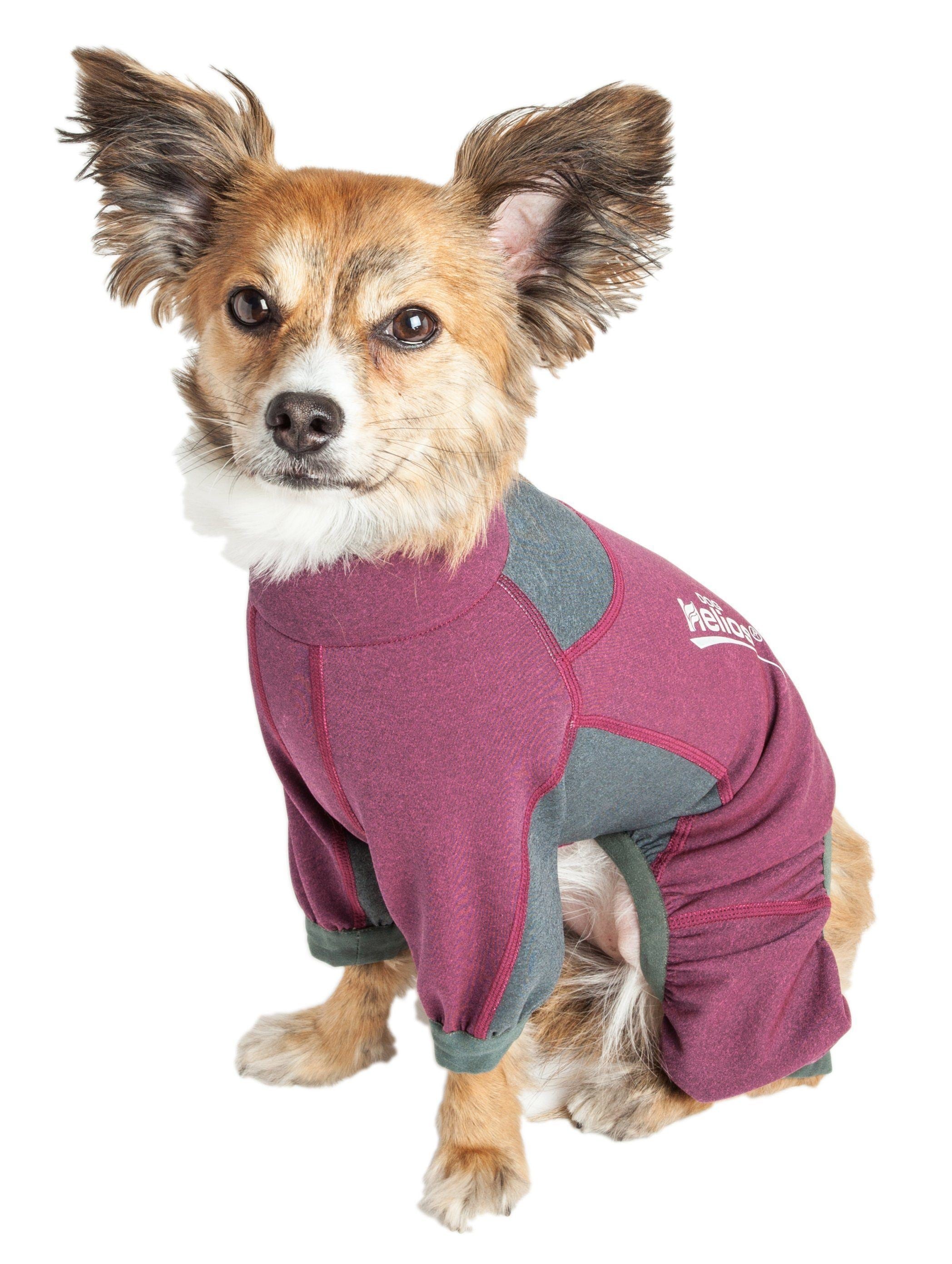 Pet Life Dog Helios Rufflex mediumweight 4-way stretch breathable yoga dog tracksuit jacket, full-bodied performance and warmup apparel.