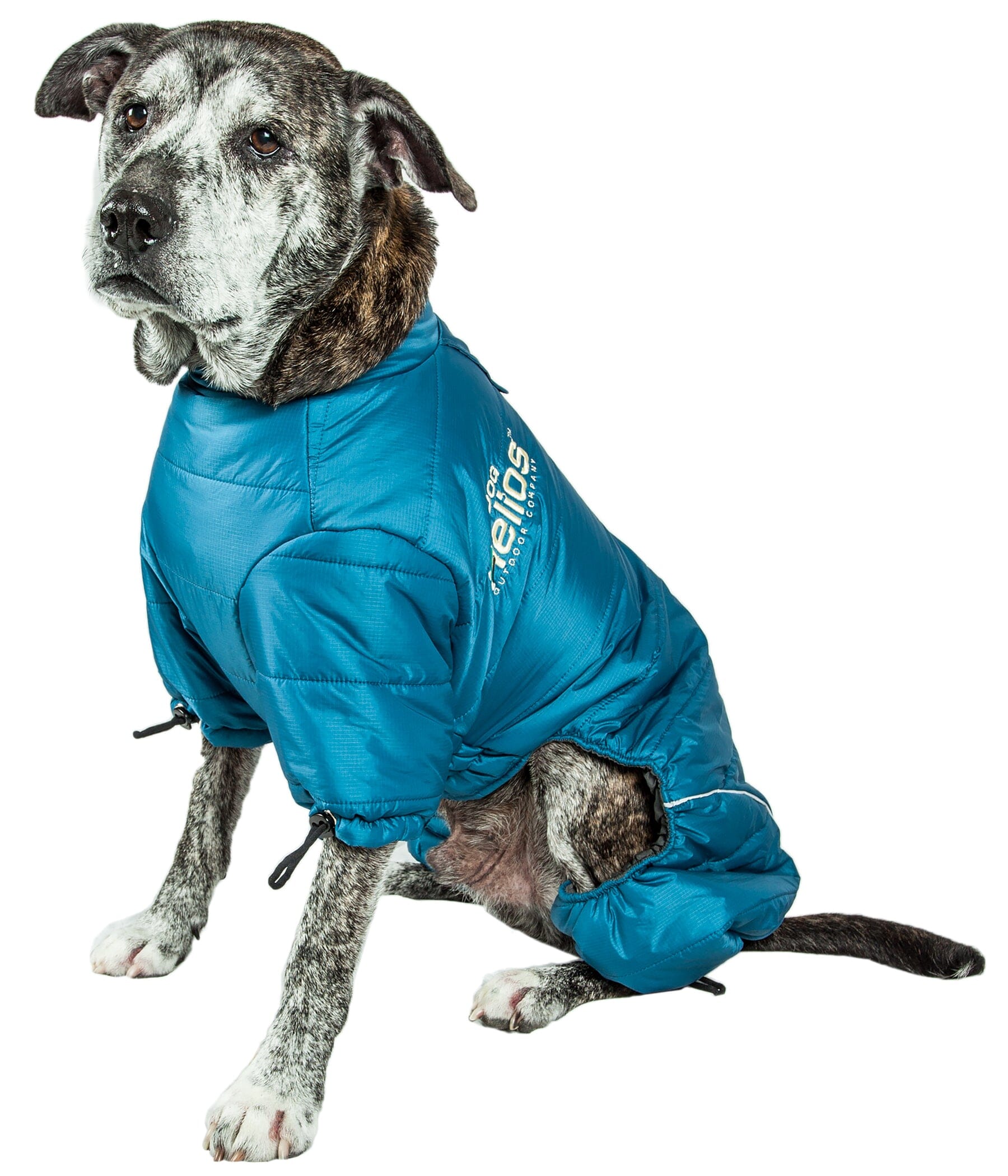 Reflective full-body winter dog jacket by Pet Life, featuring adjustable fit and thunder-crackle design for warmth.