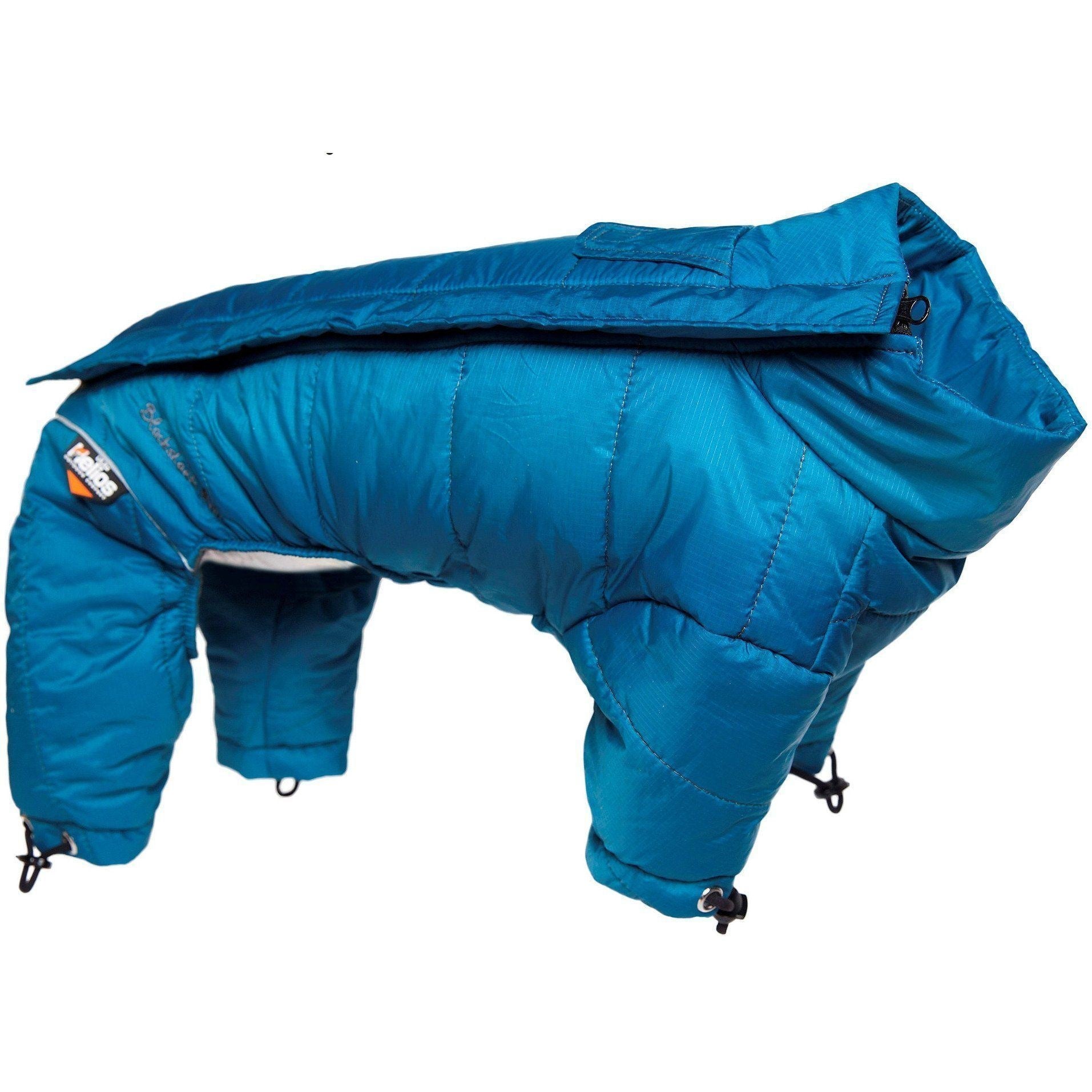 Adjustable Pet Life Helios® Thunder-crackle reflective winter dog jacket on a dog, showcasing full-body waded design.