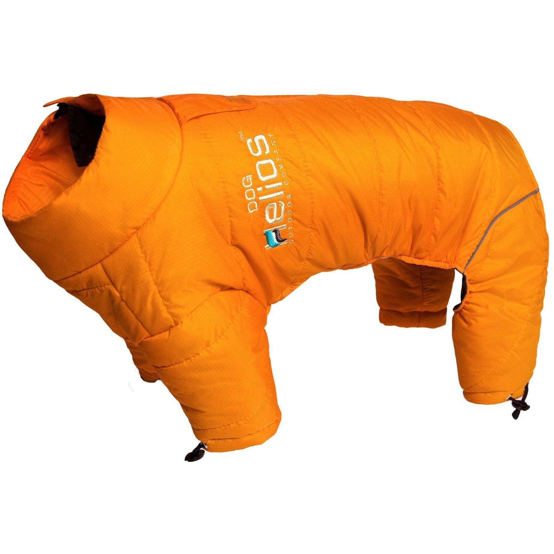 Adjustable reflective full-body winter dog jacket by Pet Life, featuring a thunder-crackle design and plush lining.