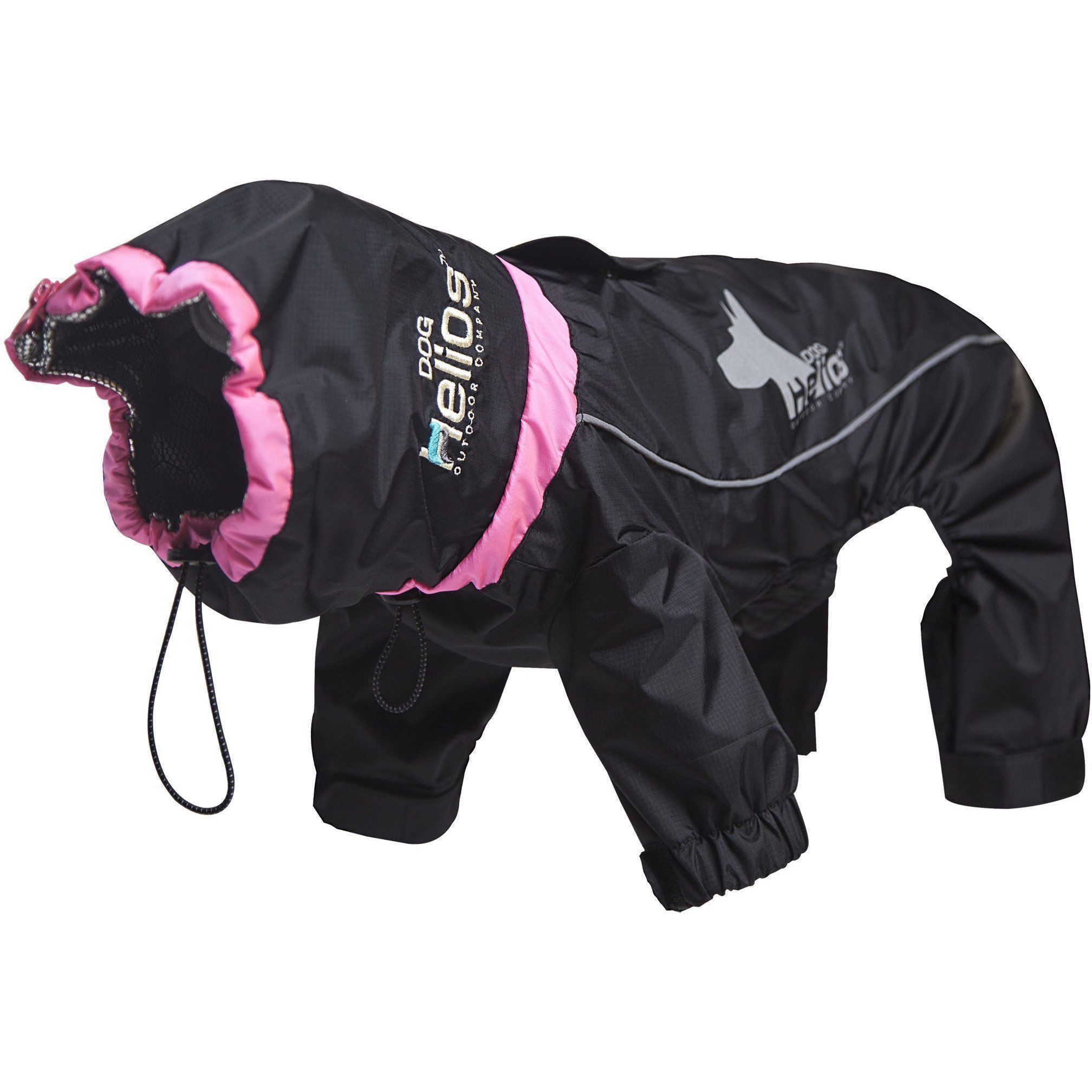 Pet Life Dog Helios Weather-King ultimate windproof full body winter jacket on a dog outdoors in snowy conditions.