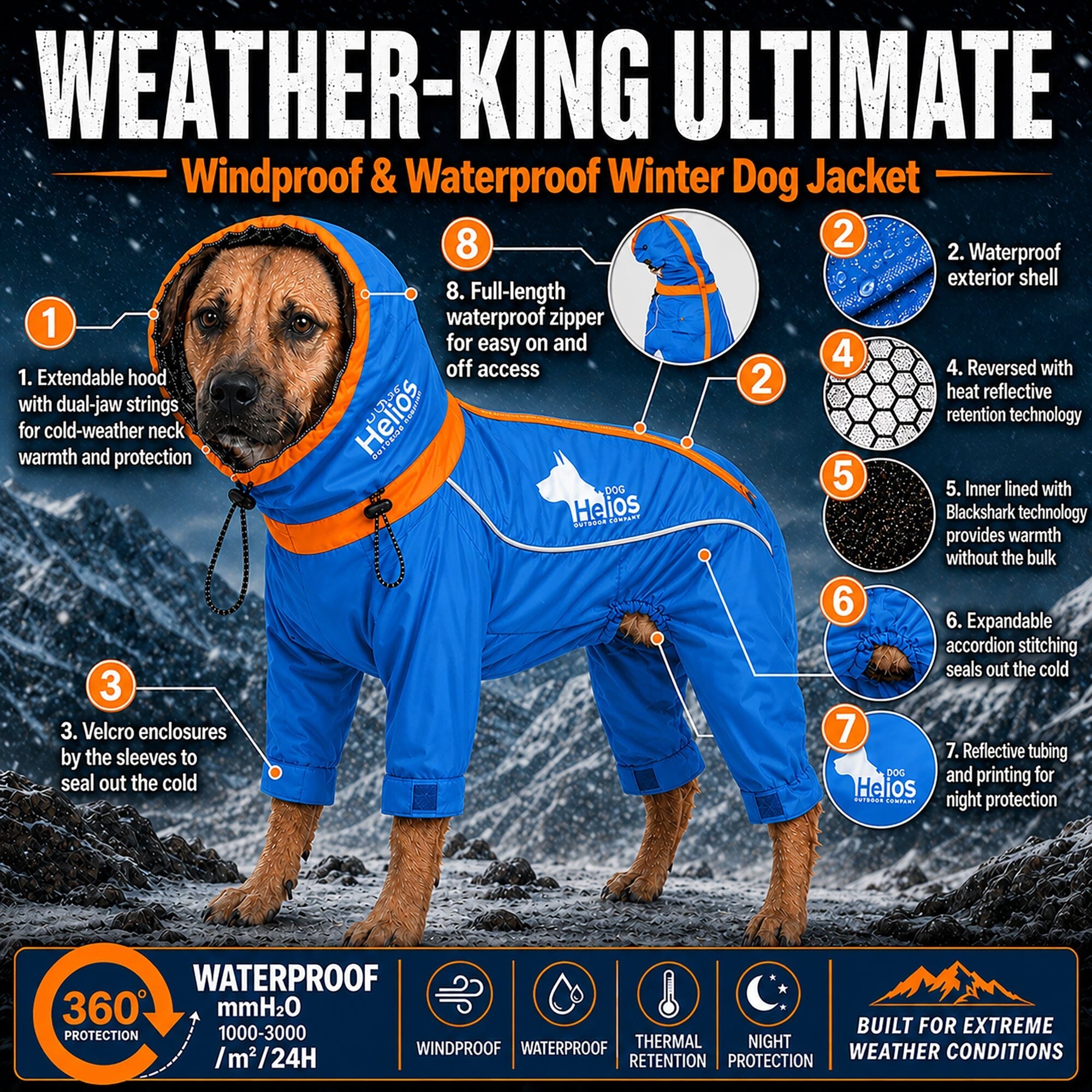 Dog Helios ® Weather-King Ultimate Windproof Full Body Winter Dog Jacket - OVERLANDERS Outfitter
