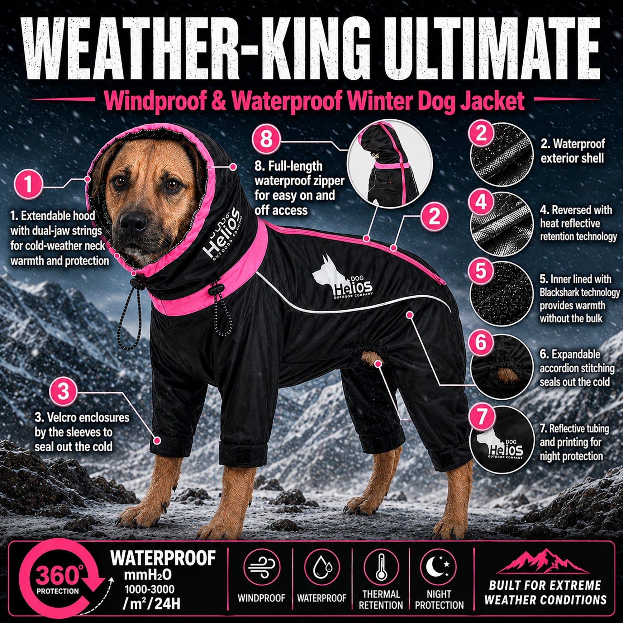 Dog Helios ® Weather-King Ultimate Windproof Full Body Winter Dog Jacket - OVERLANDERS Outfitter