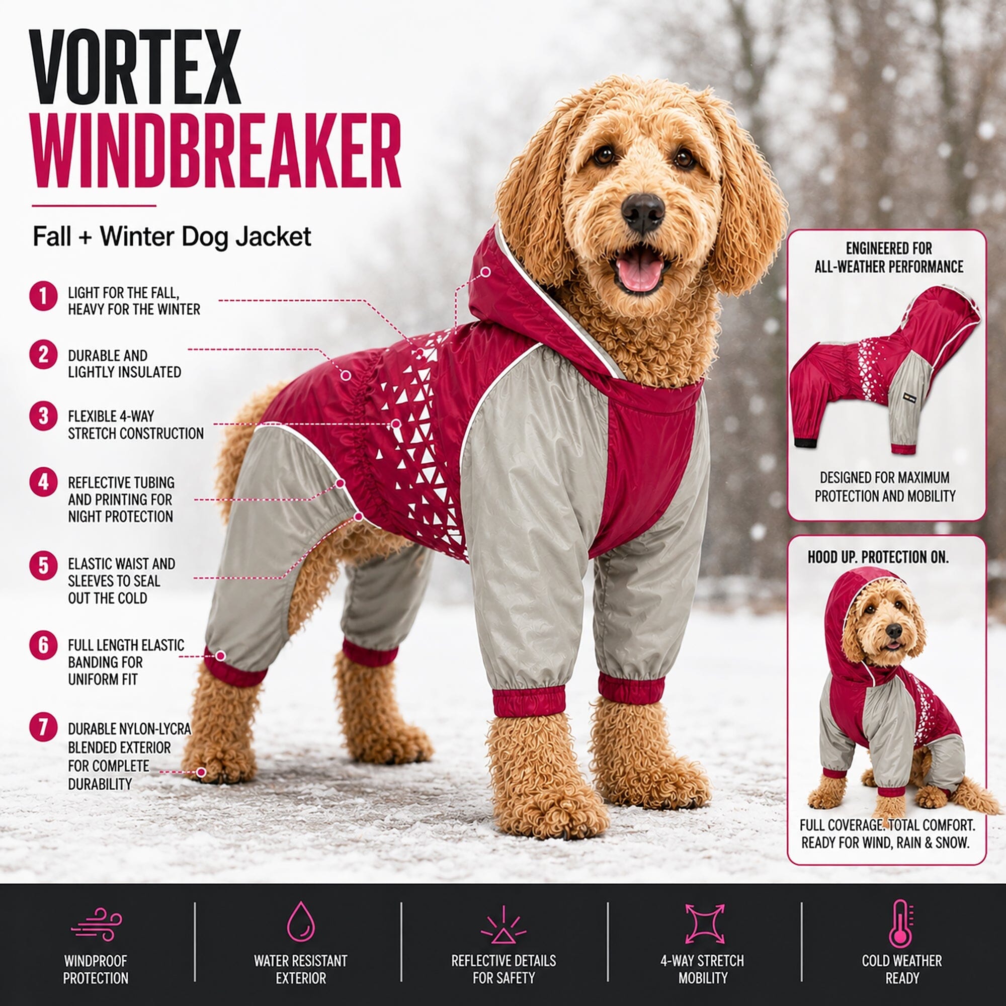 Dog Helios 'Vortex' Full Bodied Waterproof Windbreaker Dog Jacket - OVERLANDERS Outfitter