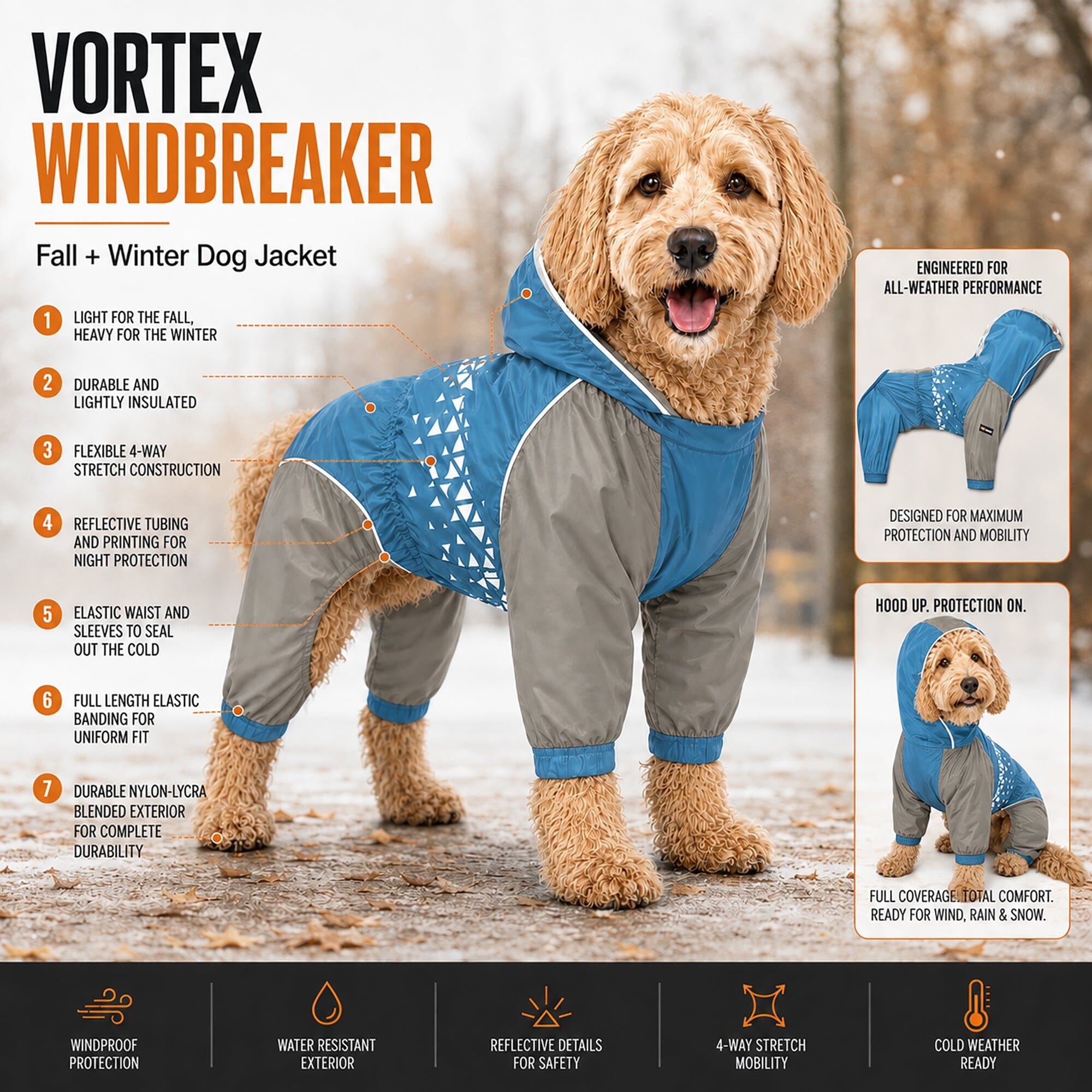 Dog Helios 'Vortex' Full Bodied Waterproof Windbreaker Dog Jacket - OVERLANDERS Outfitter