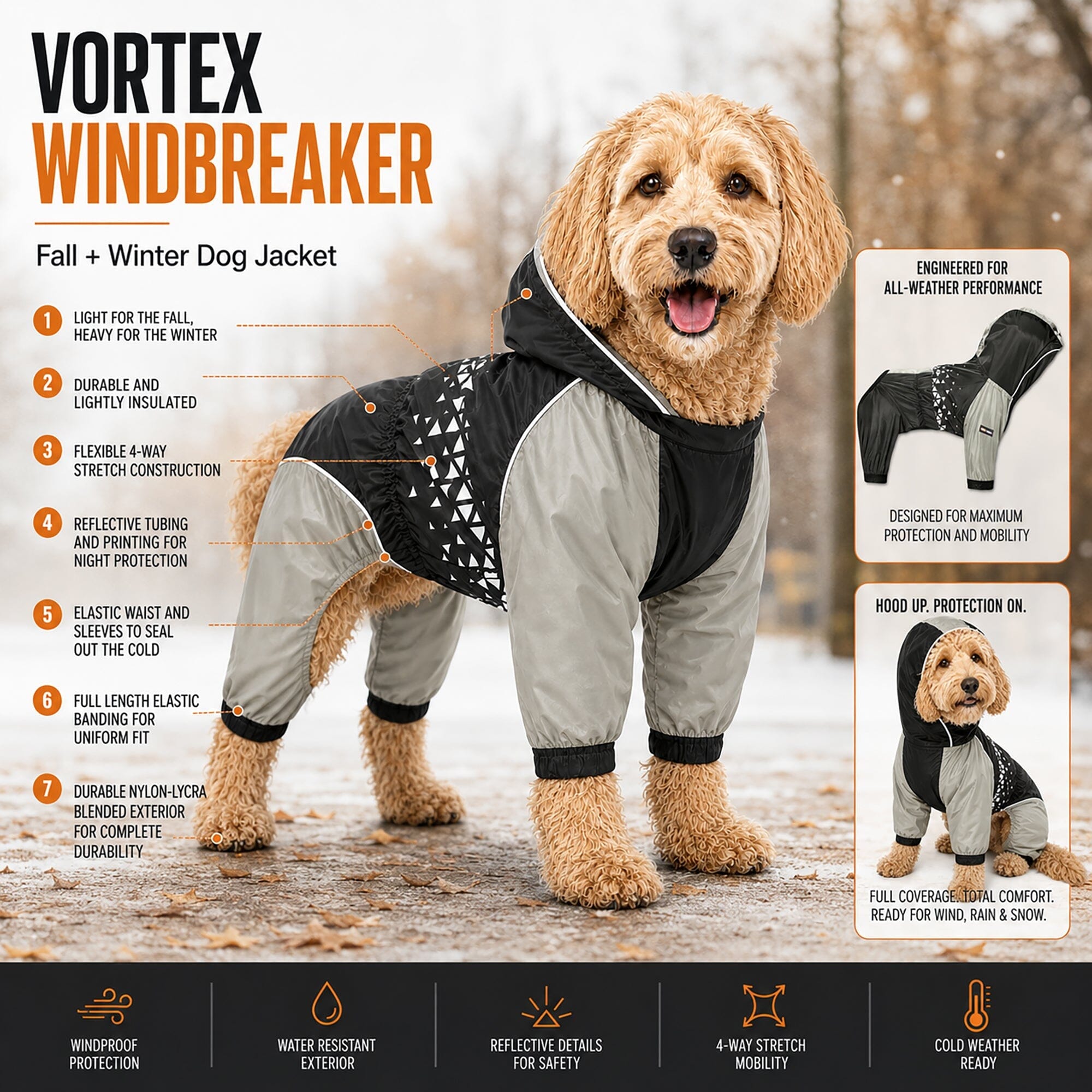 Dog Helios 'Vortex' Full Bodied Waterproof Windbreaker Dog Jacket - OVERLANDERS Outfitter
