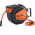 VEVOR Retractable Air Hose Reel, 3/8 IN x 50 FT Hybrid Air Hose Max 300PSI, Air Compressor Hose Reel with 5 In Lead in, Ceiling / Wall Mount Enclosed Air Reel, 180° Swivel Mount - We The Collective