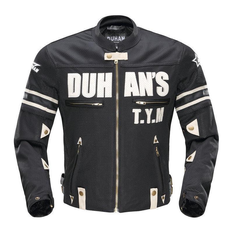 Bean's Moto Booth DUHAN™ Summer Motorcycle Jacket in black, lightweight and breathable motorcycle jacket with zip-up front.