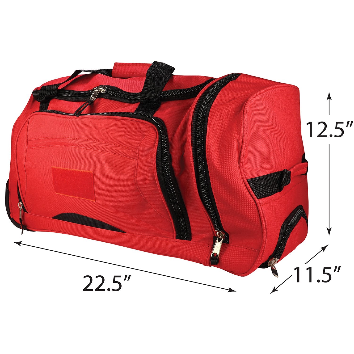 Durable water-resistant rolling duffel bag with wheels and telescoping handle, ideal for travel and gear storage.