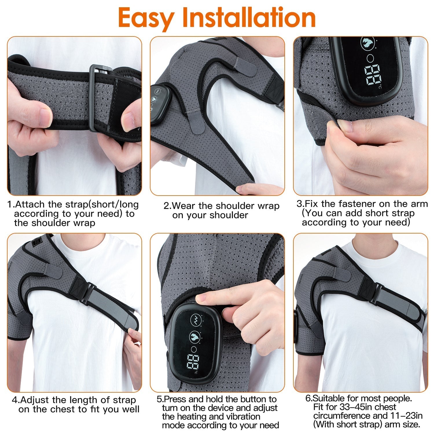 Cordless Shoulder Heating Pad Rechargeable Heated Shoulder Wrap MassagerÊShoulder Brace Supports with 3 Heating Levels 3 Vibration Modes for Left Righ - OVERLANDERS Outfitter