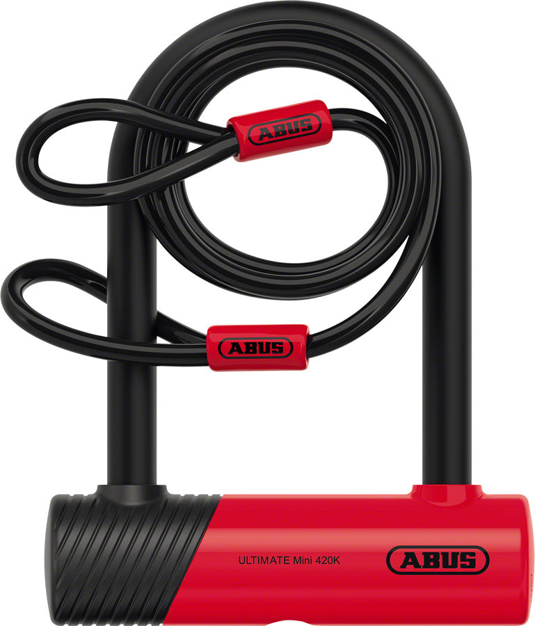 Black Abus 420K/150HB140 U-Lock with Cobra 10/120 U-Lock for bicycles, featuring sturdy metal construction and lock mechanisms.
