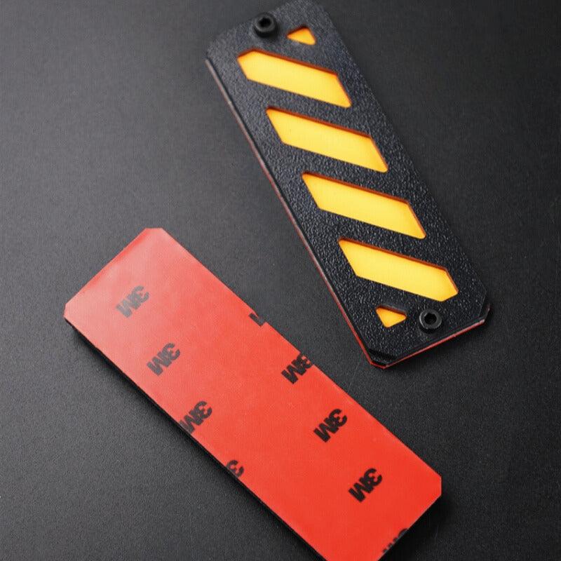 Glow-in-the-dark 3D motorcycle warning sticker from Bean's Moto Booth, designed for motorcycle accessories and safety visibility.