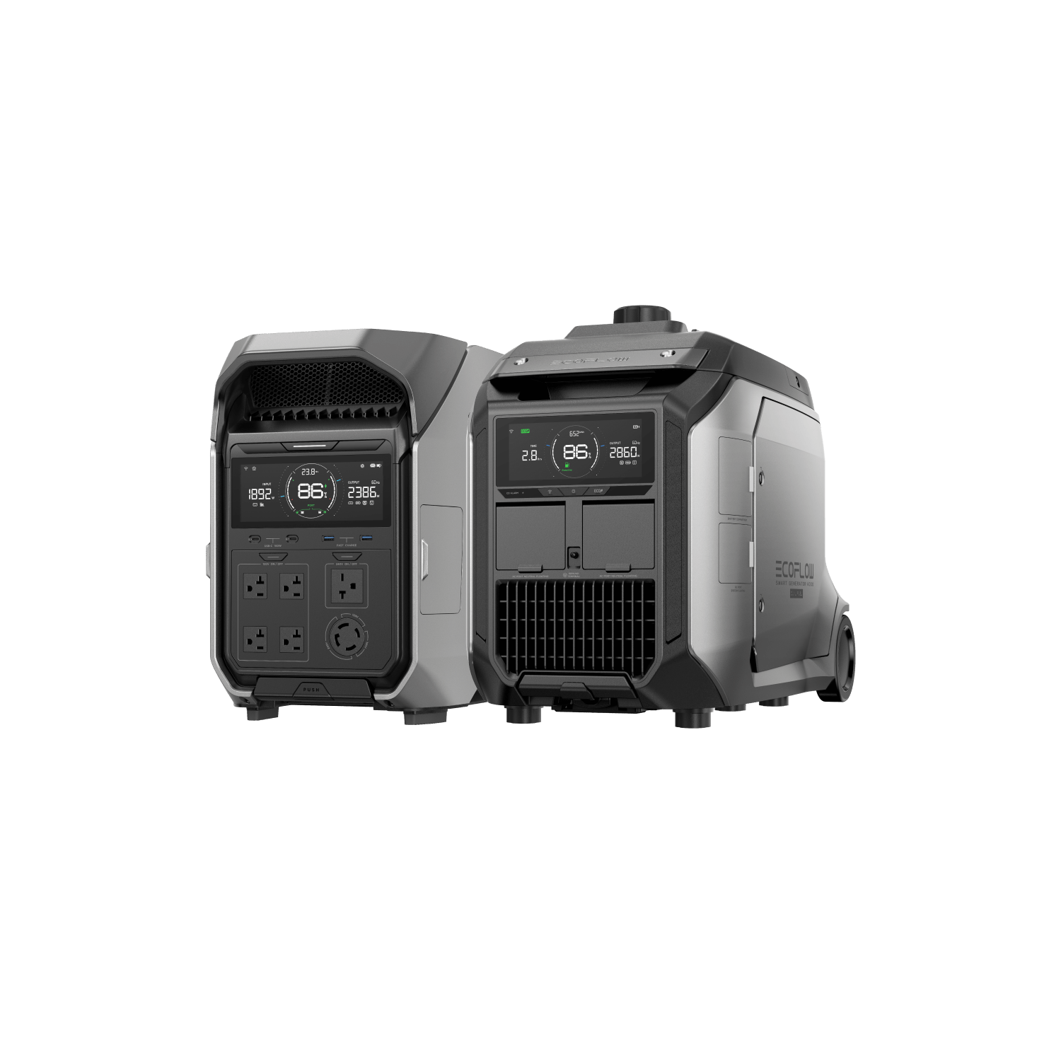 Green Vista Living EcoFlow Smart Generator 4000 Dual Fuel, portable generator with digital display and dual fuel capability.