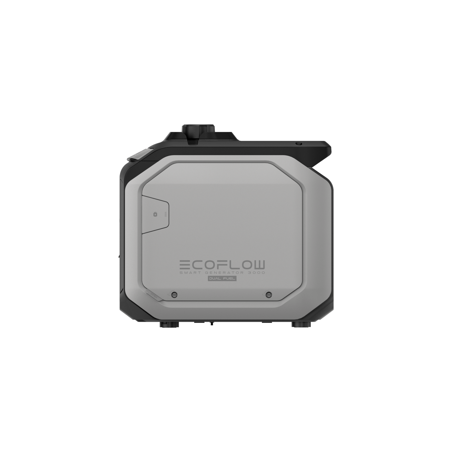 EcoFlow Smart Generator 3000 dual fuel generator by Green Vista Living, showing the portable generator with control panel and fuel access