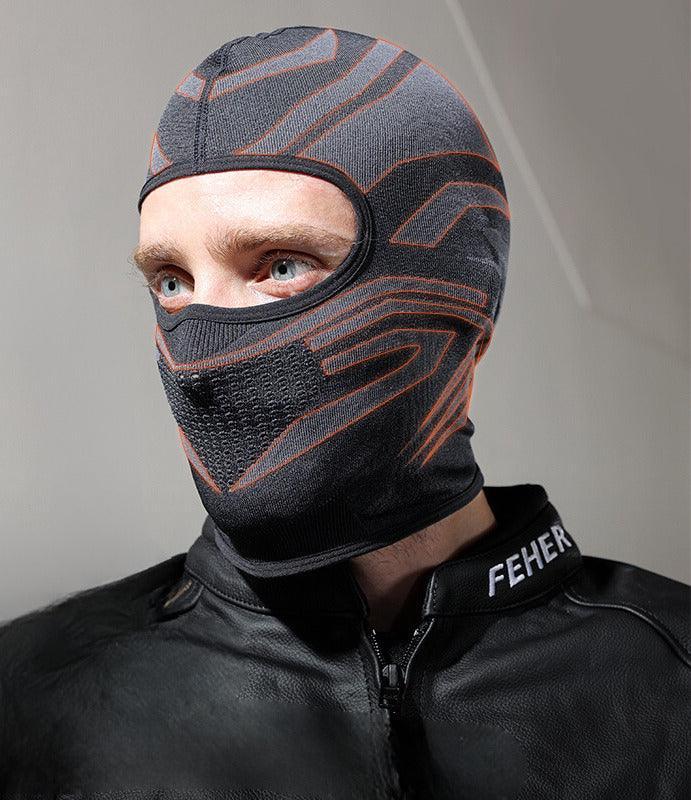 Winter windproof motorcycle balaclava by Bean's Moto Booth, thickened for cold weather, showing full coverage and breathable fabric.