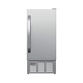 Edgestar 15-inch outdoor undercounter ice maker with stainless steel finish, showcasing front view and control panel.