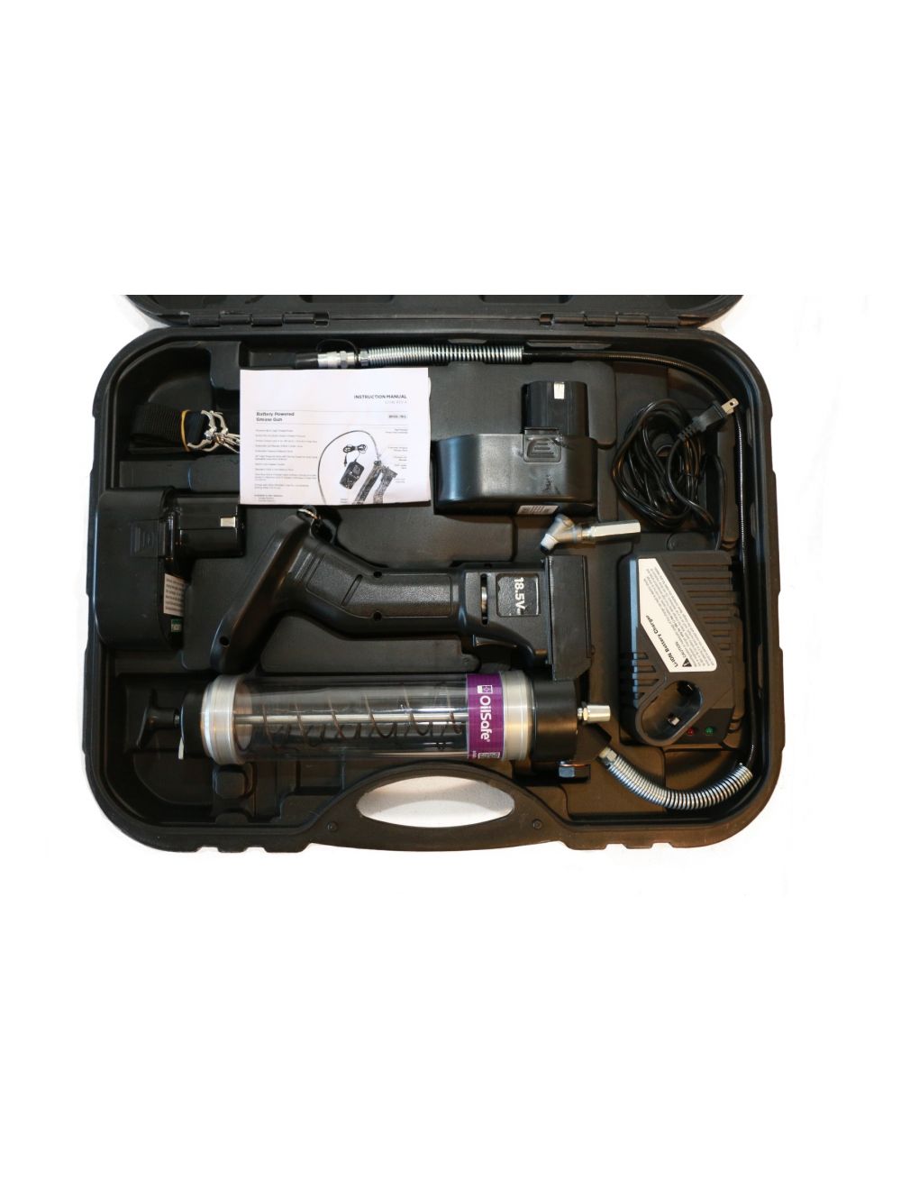 OILSAFE | Battery-Operated Grease Gun | 18V Li-Ion Clear Tube - OVERLANDERS Outfitter
