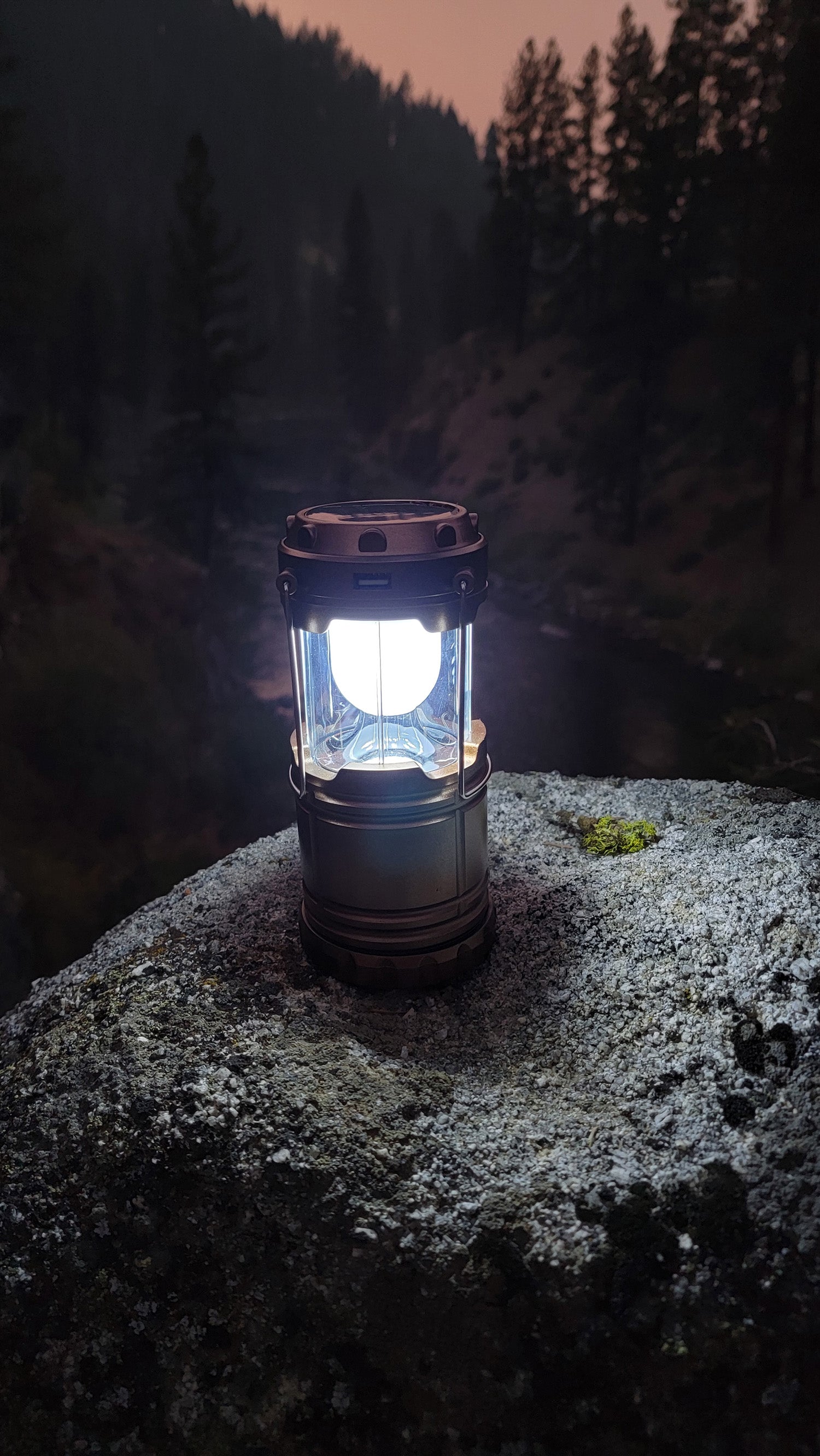 Collapsible solar lantern with rechargeable LED light, portable camping and emergency bug-out light by QuakeKits.