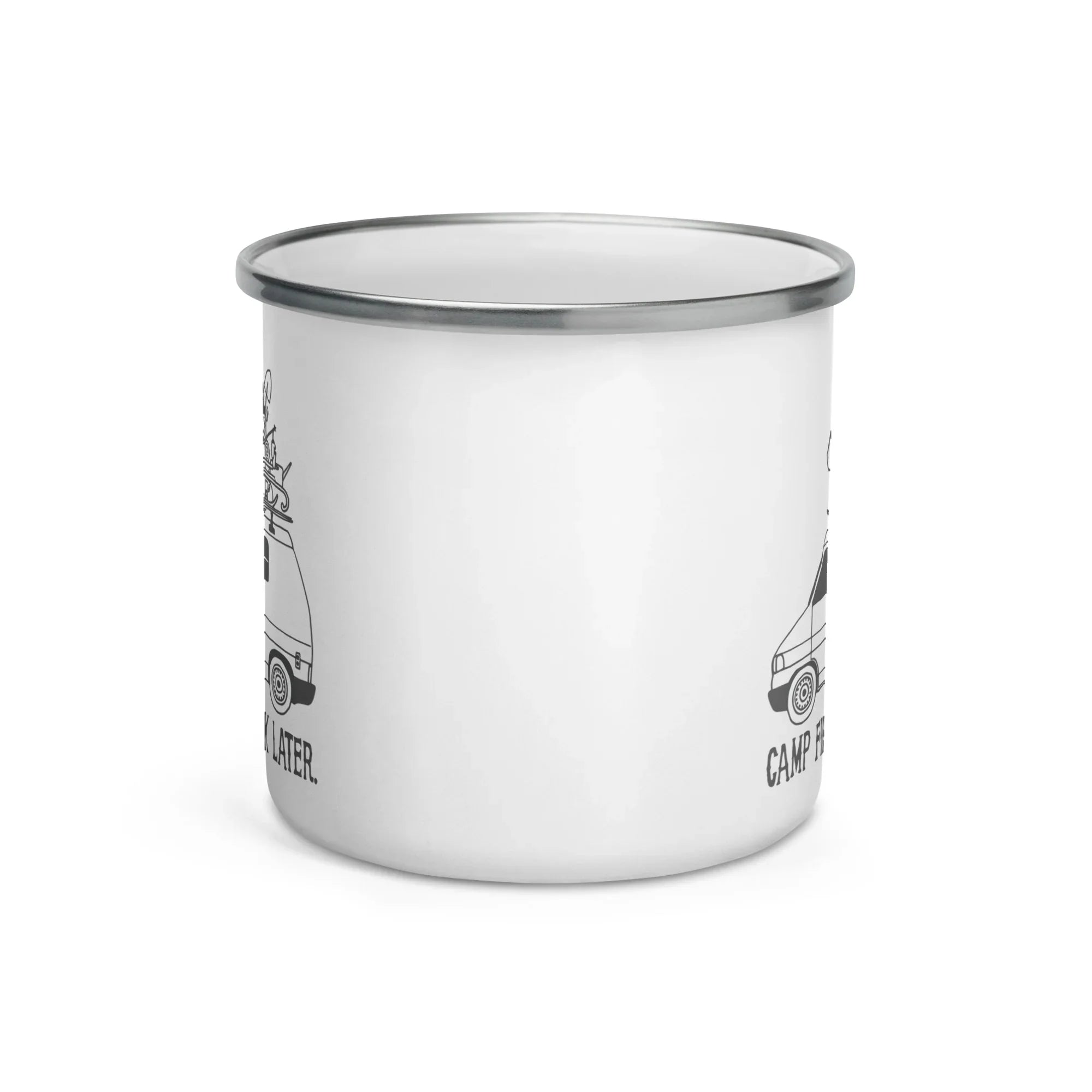 "Camp First, Work Later" Eurvoan Enamel Mug - OVERLANDERS Outfitter