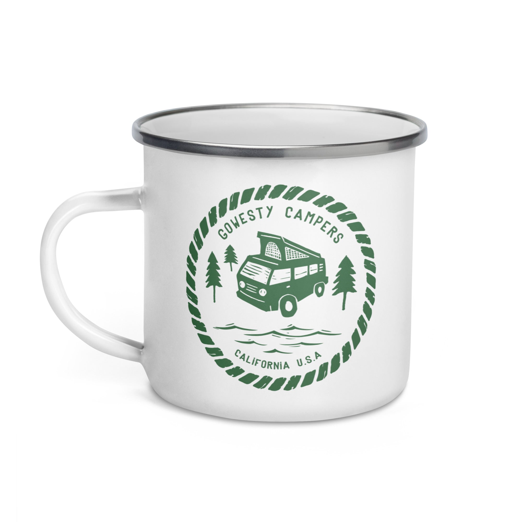 Woodcut Westy Life Enamel Mug - OVERLANDERS Outfitter