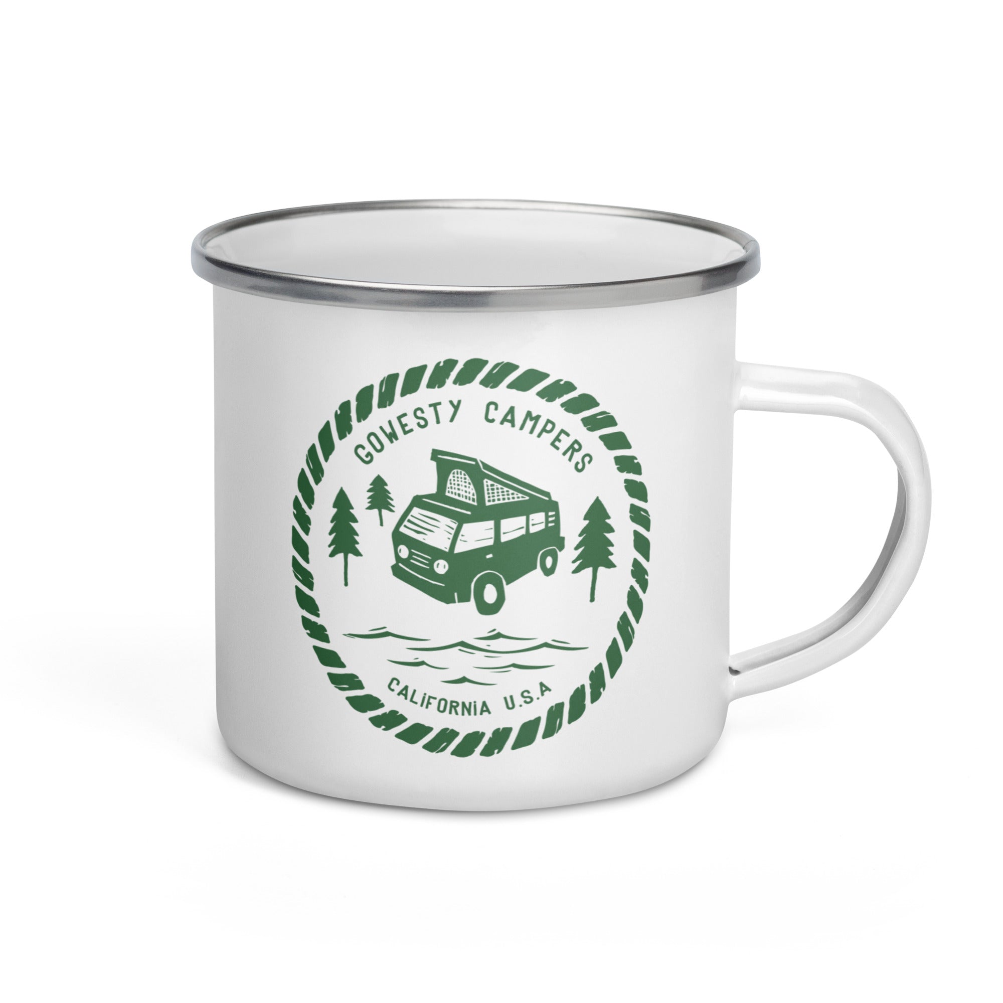 Woodcut Westy Life Enamel Mug - OVERLANDERS Outfitter
