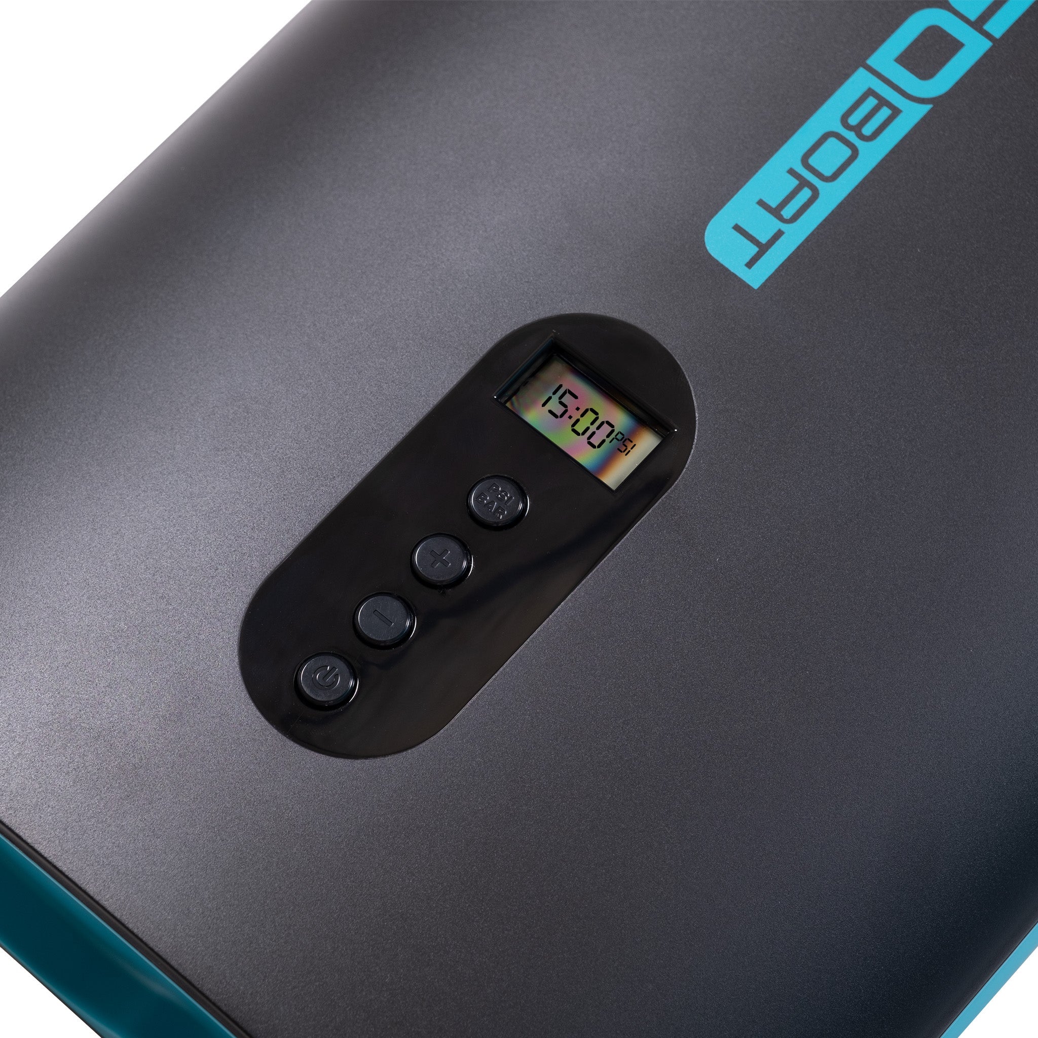 GoBoat electric high-pressure air pump with digital display for inflating boats and inflatables efficiently.