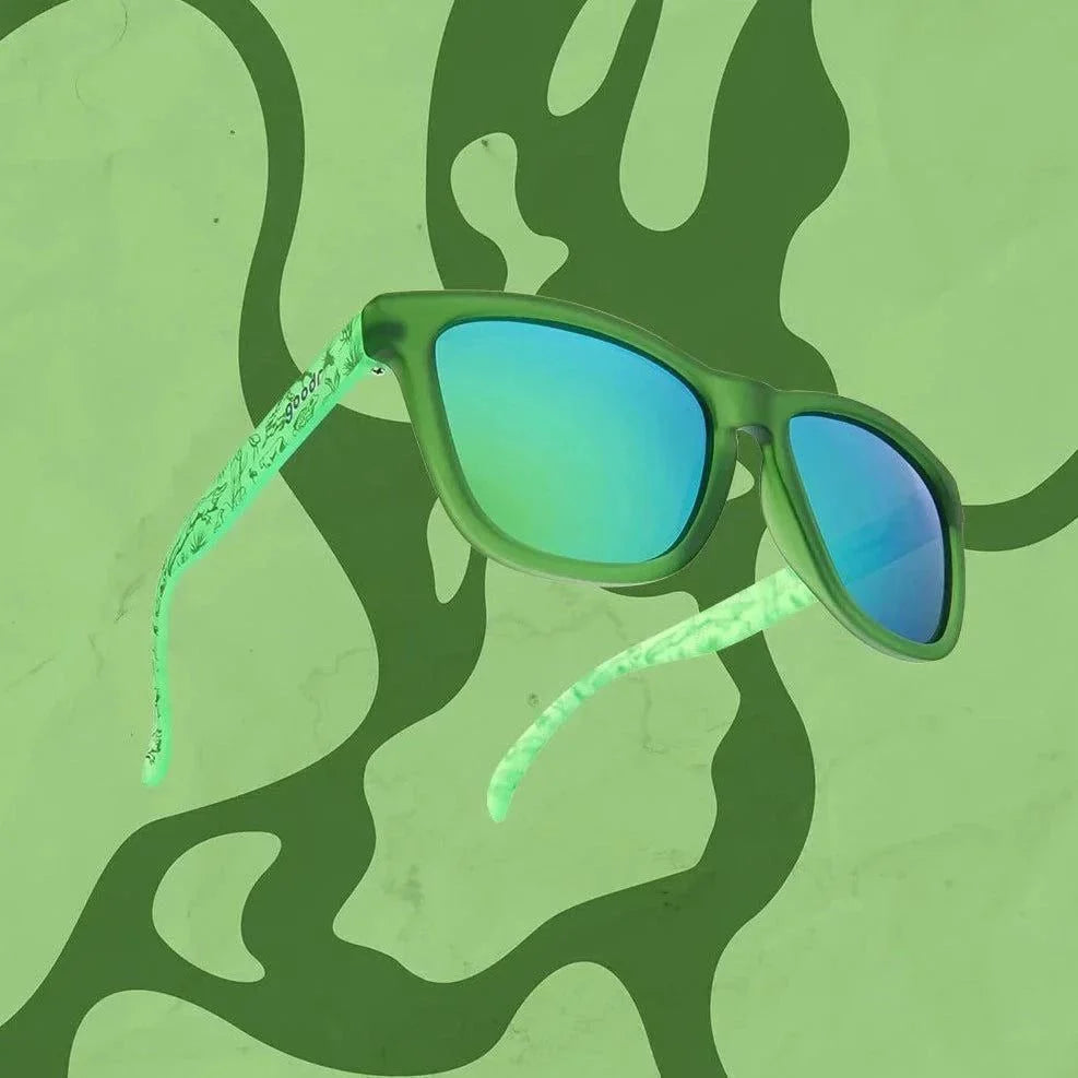 Rare Air Discs Everglades Limited National Park OG polarized sunglasses in a square frame, shown in a lifestyle setting.