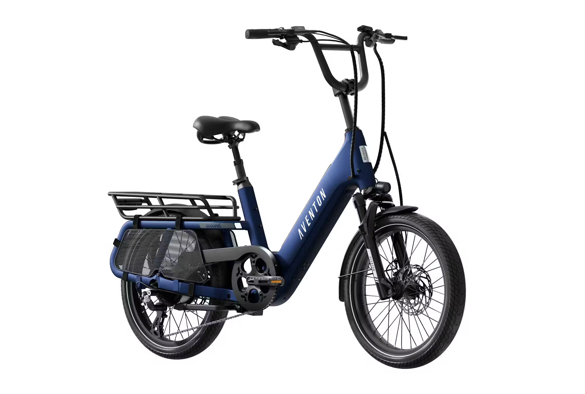 Rex E-Bikes Aventon Abound SR Cargo E-Bike with sturdy frame, cargo racks, and electric motor for versatile urban transportation