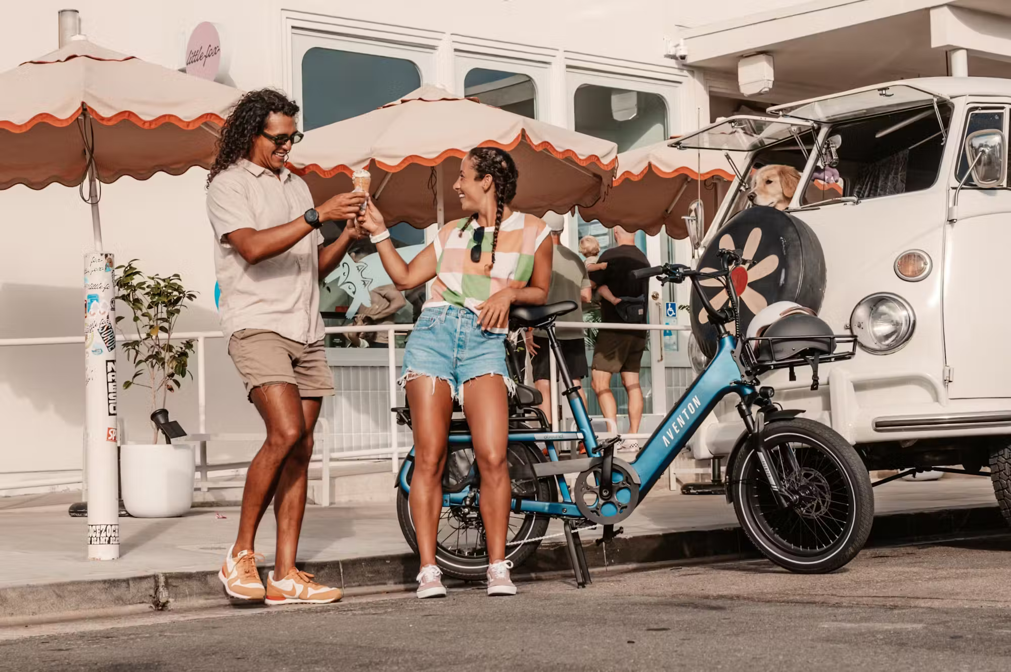 Rex E-Bikes Aventon Abound SR Cargo E-Bike with sturdy frame, cargo rack, and electric motor for versatile urban transportation.