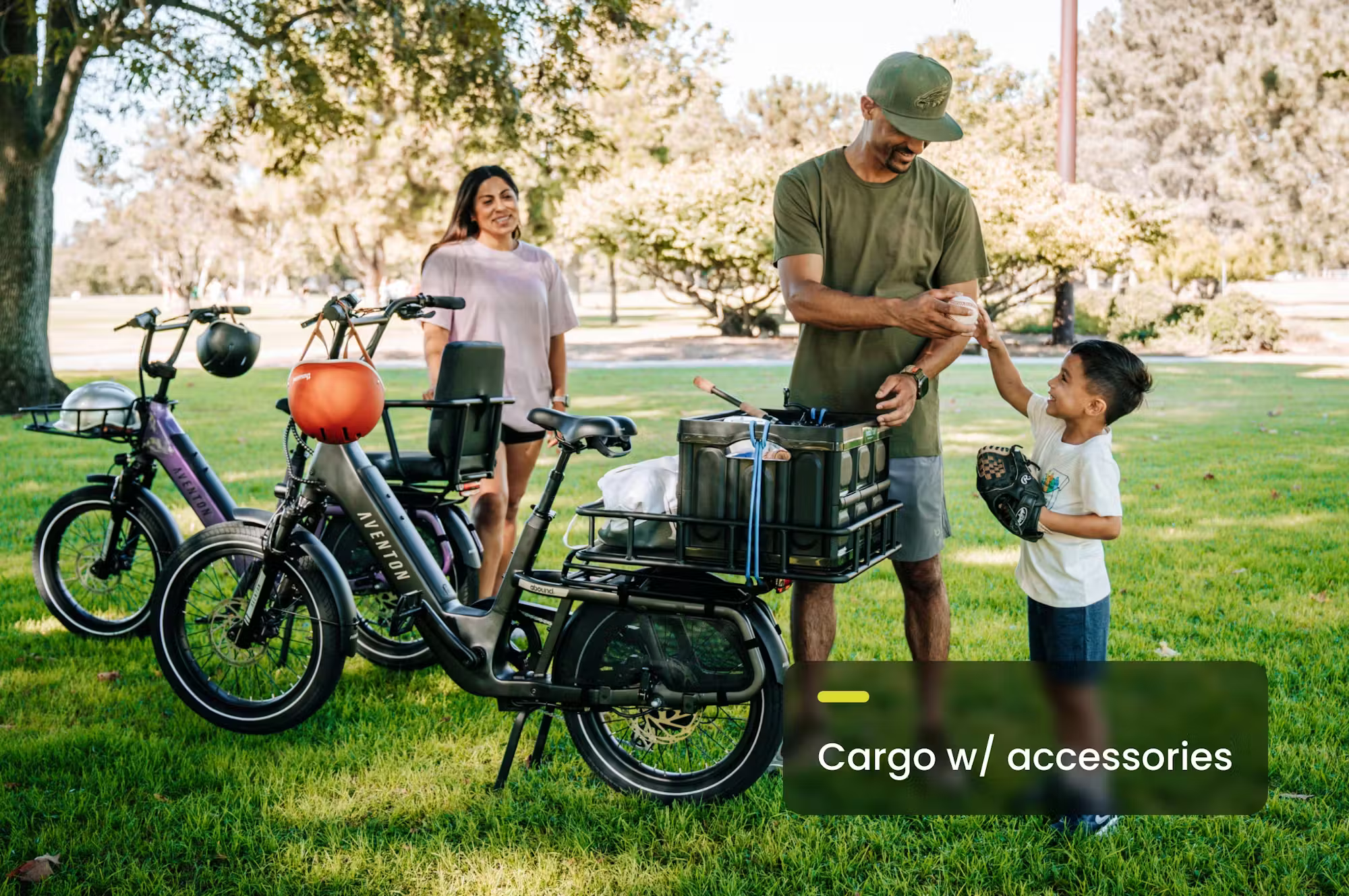 Rex E-Bikes Aventon Abound SR Cargo E-Bike with sturdy frame, cargo rack, and electric motor for city commuting and hauling.