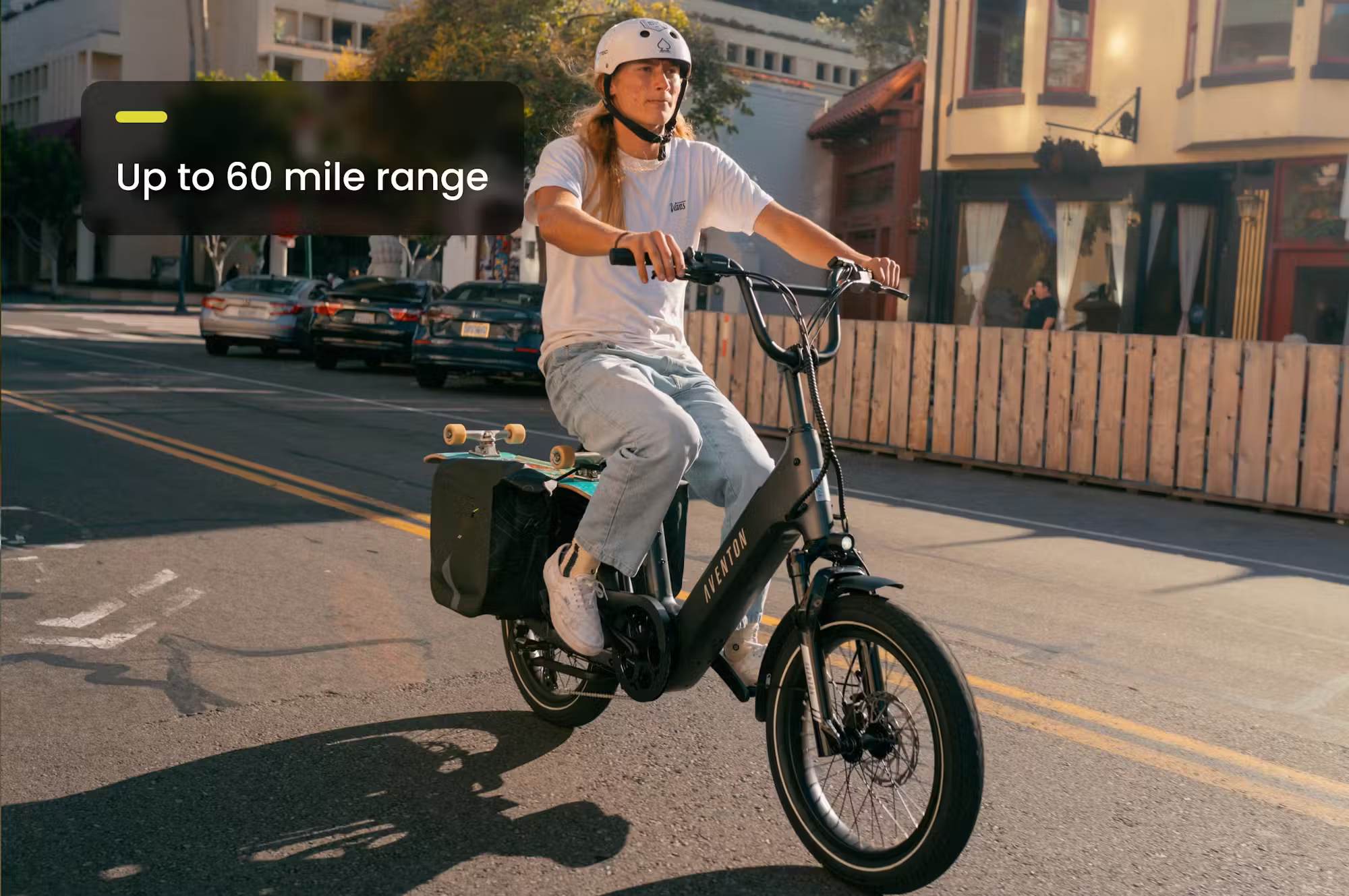 Rex E-Bikes Aventon Abound SR Cargo E-Bike with sturdy frame, cargo racks, and electric motor for versatile urban riding.
