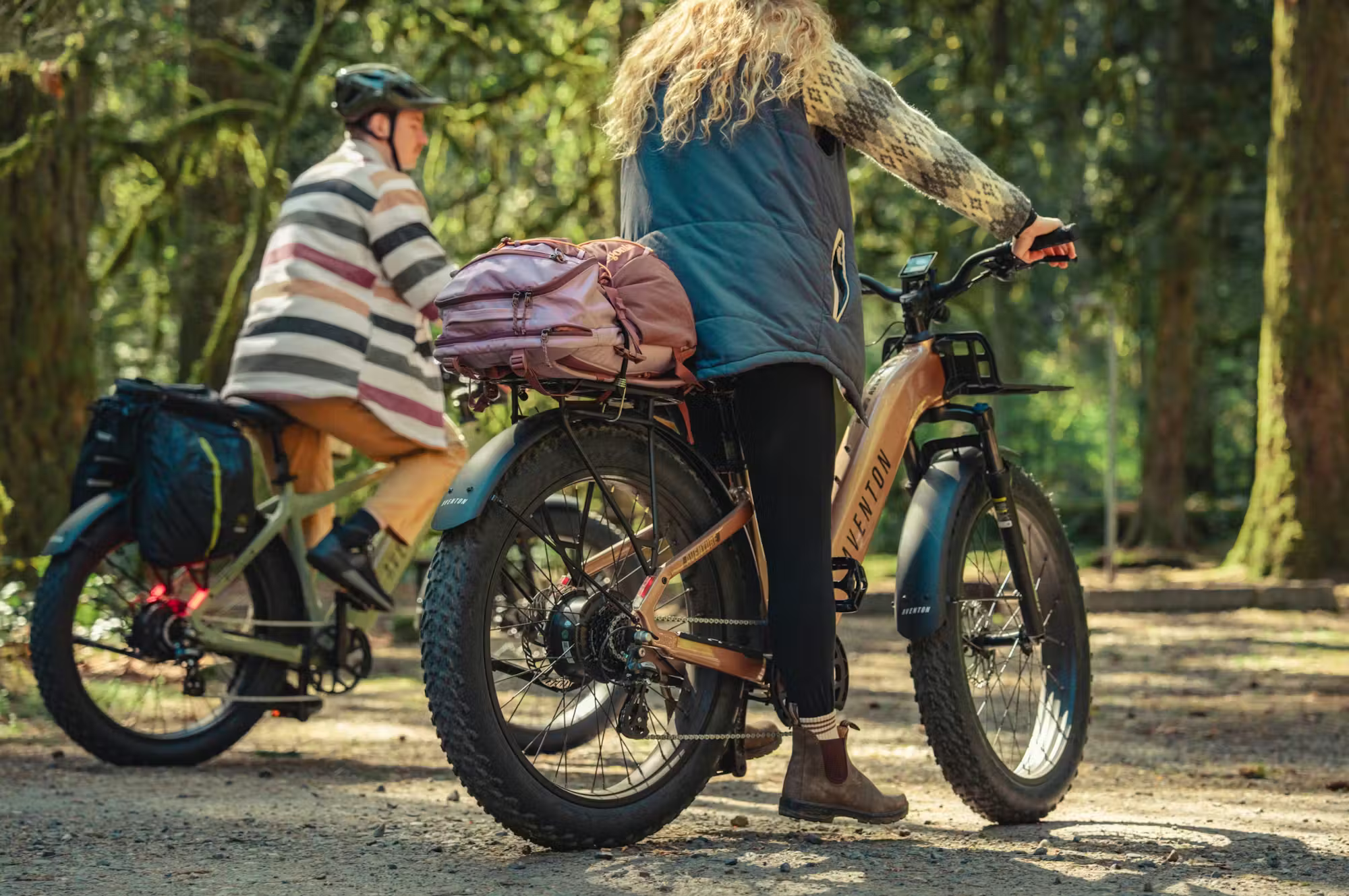 Rex E-Bikes Aventon Aventure.3 E-Bike step-through frame with sleek design and ergonomic handlebars, ideal for comfortable urban riding.