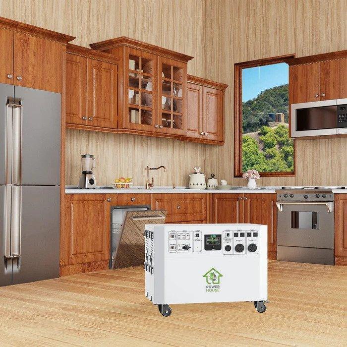 Green Vista Living Nature's Generator Powerhouse solar generator with multiple power outlets and built-in handles for portability.
