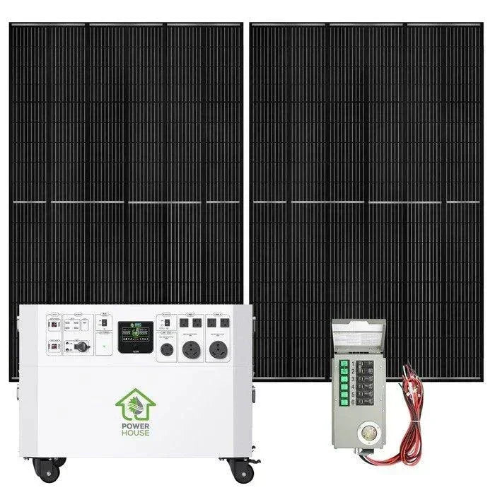 Green Vista Living Nature's Generator Powerhouse Gold PE solar generator with control panel and multiple output ports.
