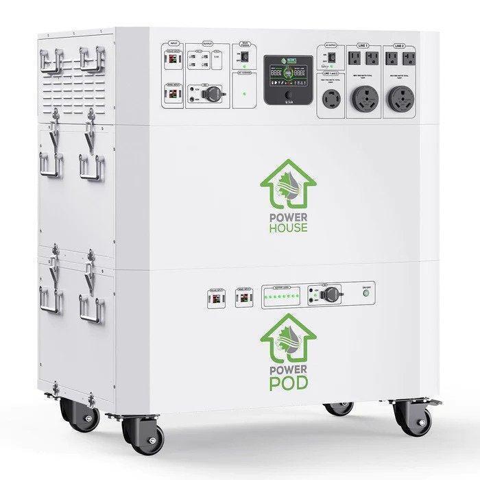 Green Vista Living Nature's Generator Powerhouse Platinum solar generator with control panel and multiple output ports.