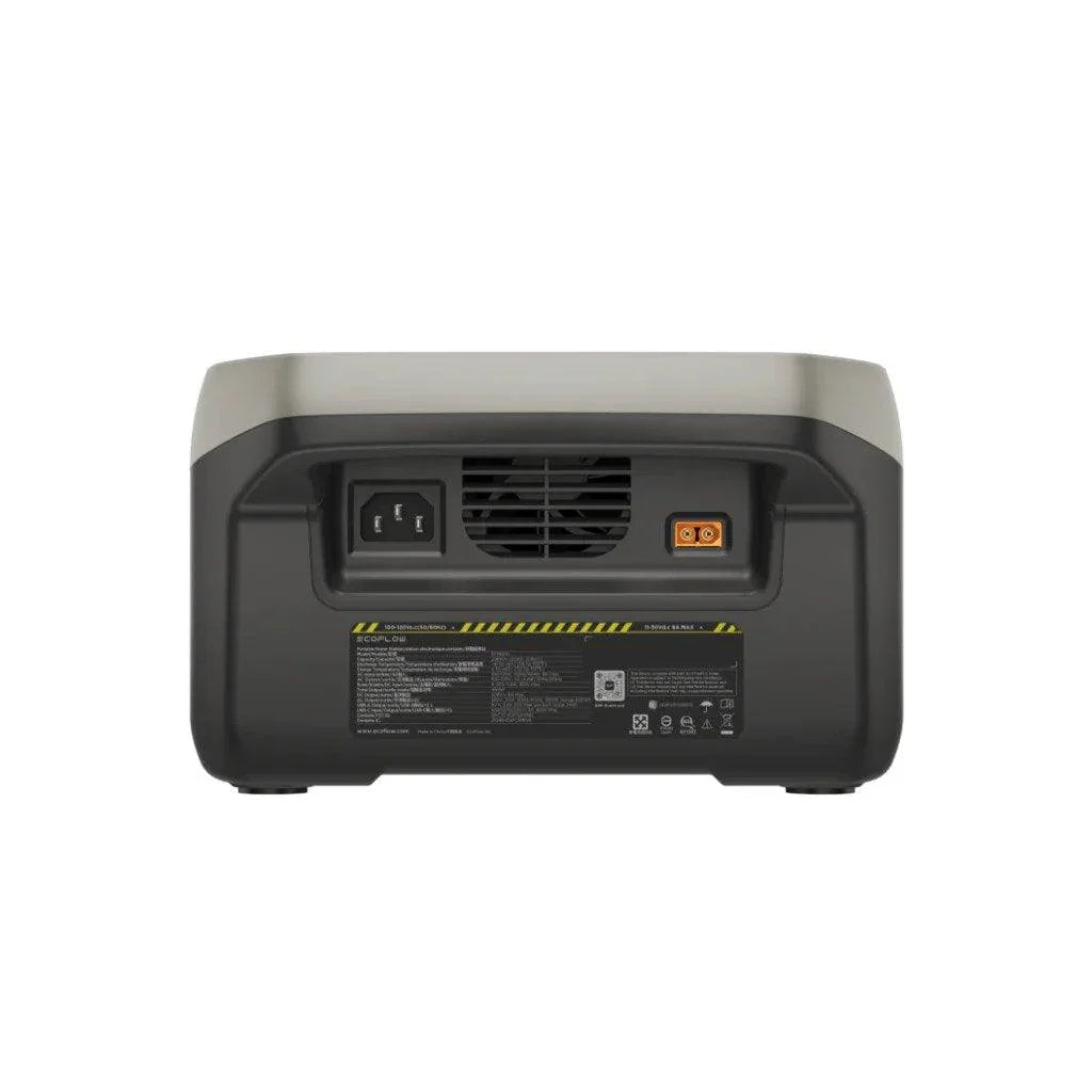 Green Vista Living EcoFlow RIVER 2 portable solar generator with multiple ports and compact design for outdoor power needs.