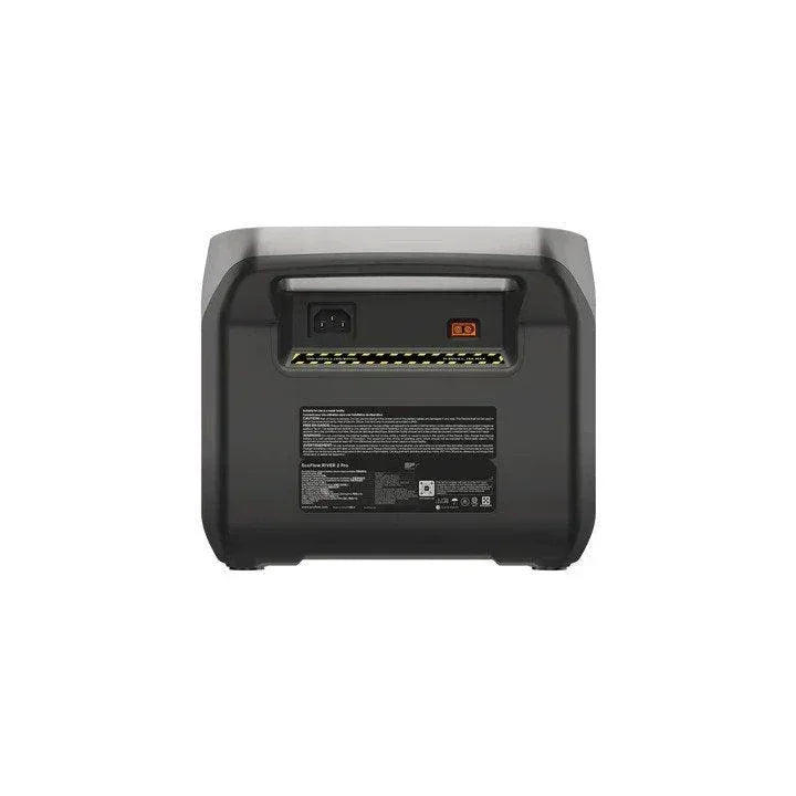 Green Vista Living EcoFlow RIVER 2 Pro portable solar generator with multiple output ports and compact design for outdoor power.