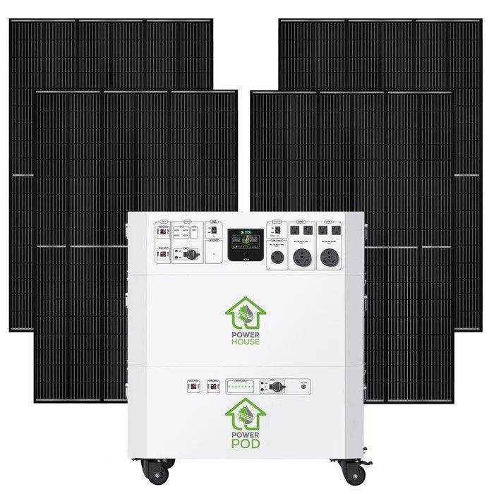 Green Vista Living Nature's Generator Powerhouse Platinum solar generator with multiple outlets and solar panels for portable energy.
