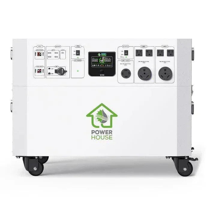 Green Vista Living Nature's Generator Powerhouse Solar Generator with multiple ports and digital display in a home setting