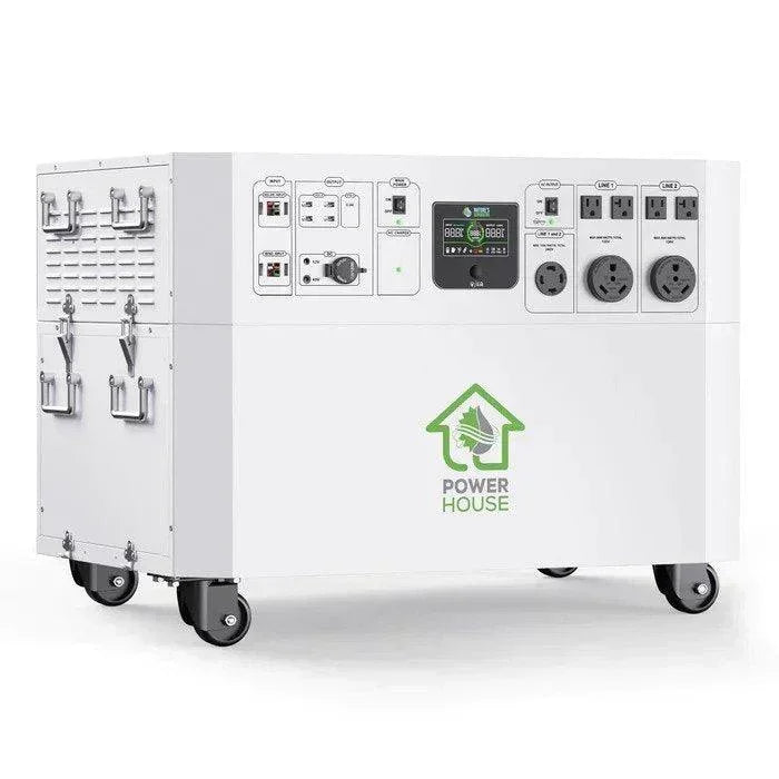 Green Vista Living Nature's Generator Powerhouse solar generator with multiple outlets and display screen, ready for portable power.