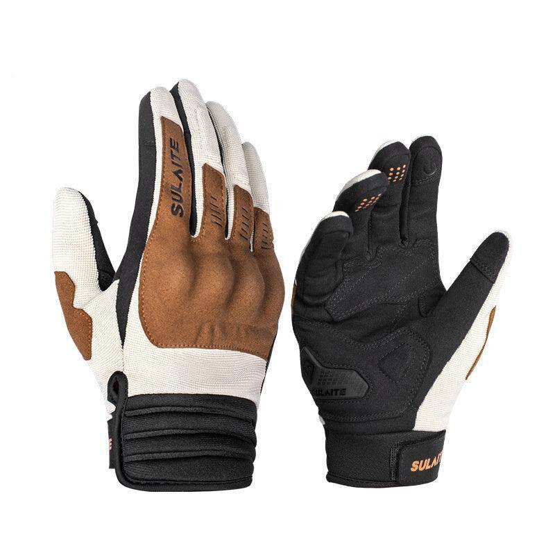 Bean's Moto Booth SULAITE™ G3 touchscreen motorcycle gloves, black leather gloves with knuckle protection and touchscreen fingertips.